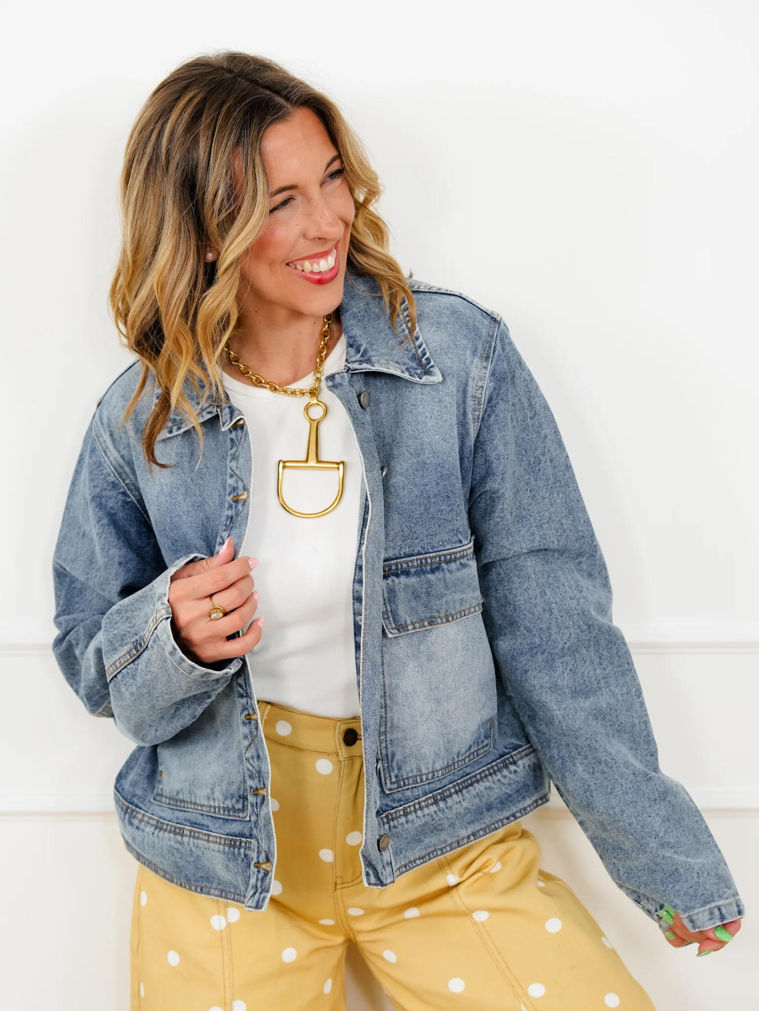 Restock! Veveret Medium Wash Long Sleeve Jacket with Big Pocket Detail - Image 5