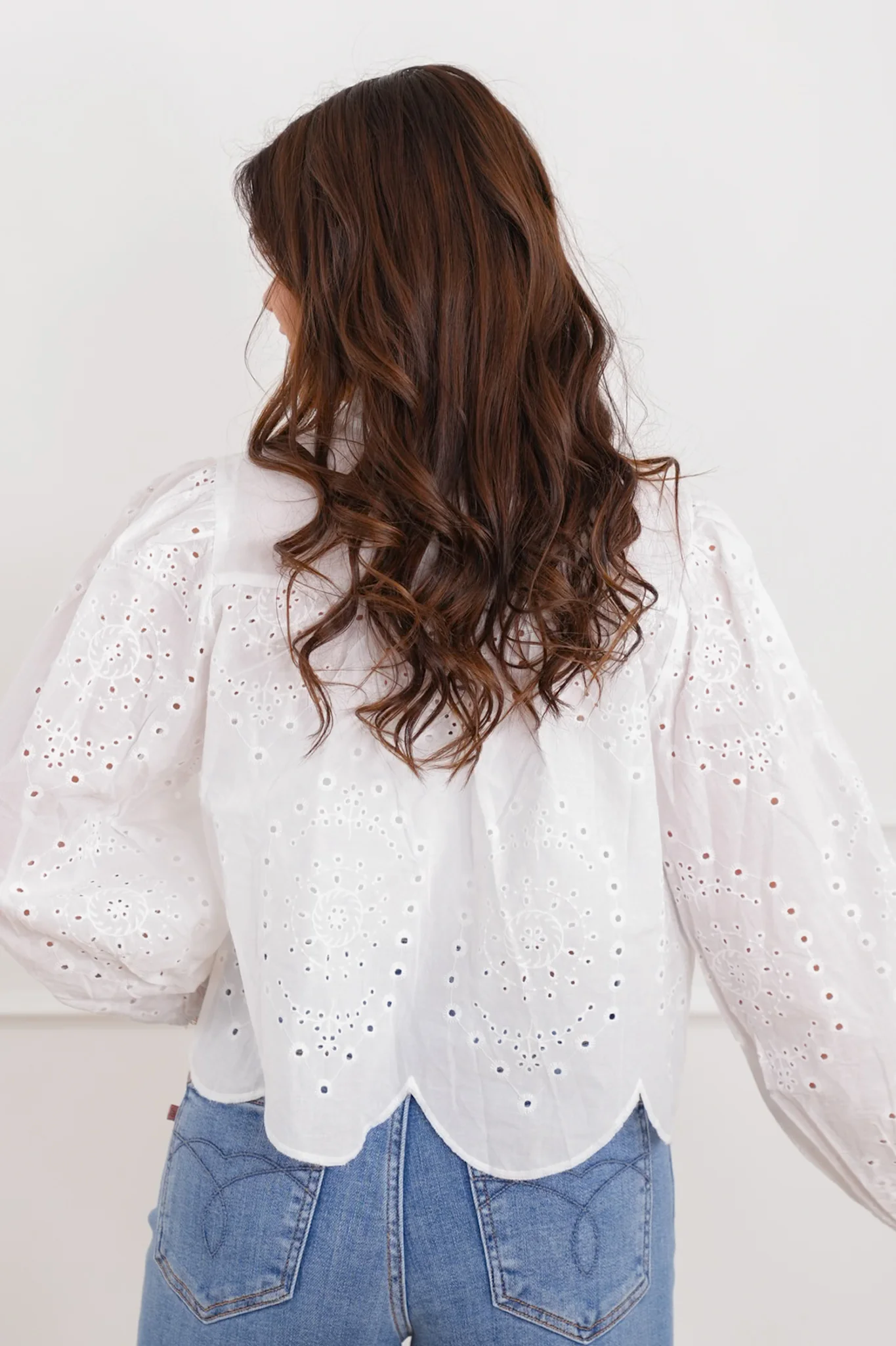 White Long Sleeve Top with Front Tie - Image 5