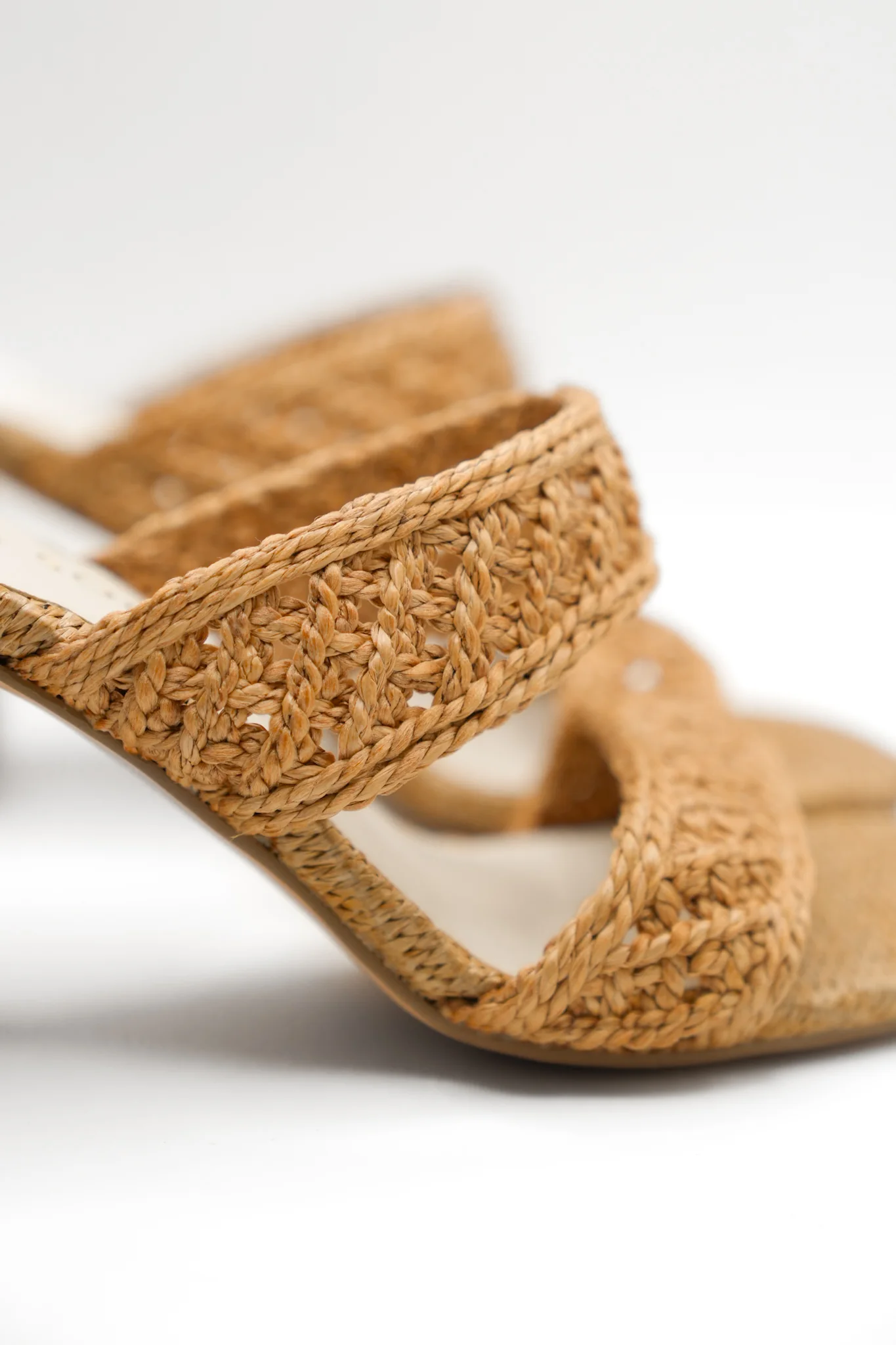 Woven Raffia Double Band Mule Sandal with Block Heel - Image 2