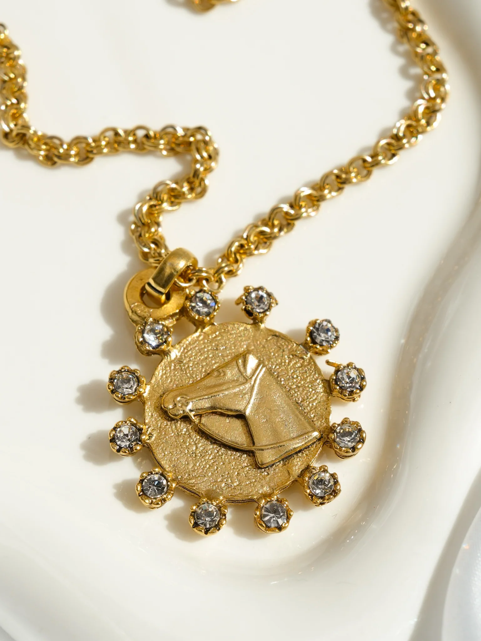 Yochi Artemis Etched Horse Pendant Necklace - Image 3